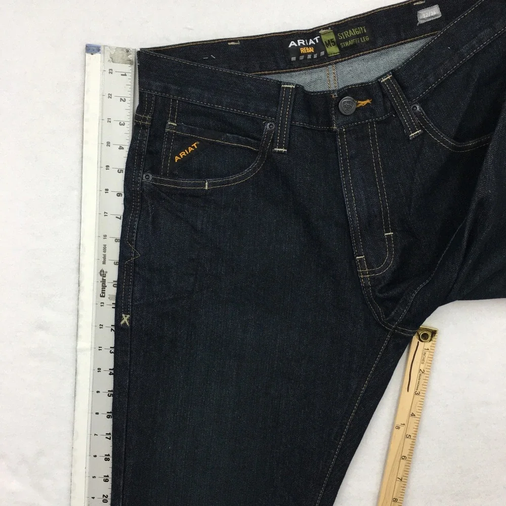 NEW! Ariat Rebar M5 Blackstone Straight Leg Jeans Mens 32x36 Dark Wash Denim